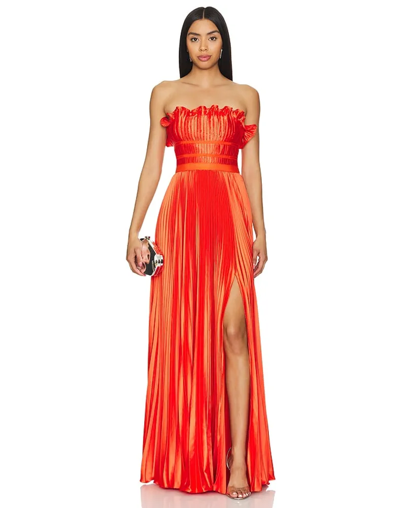 AMUR Losey Ruffle Neck Gown in Red Red