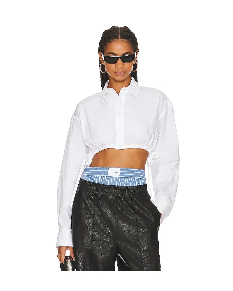 Alexander Wang Cropped Shirt With Drawstrings in White White