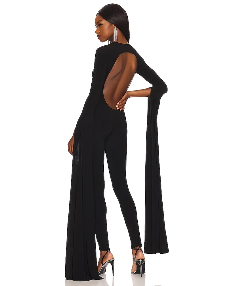 Norma Kamali JUMPSUIT RIBBON SLEEVE in Black Black