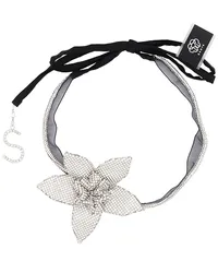 SANTA Brands Choker With Flower in Metallic Silver Metallic