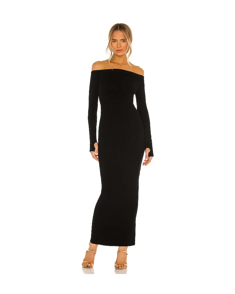 Michael Costello MAXIKLEID OFF SHOULDER in Black Black