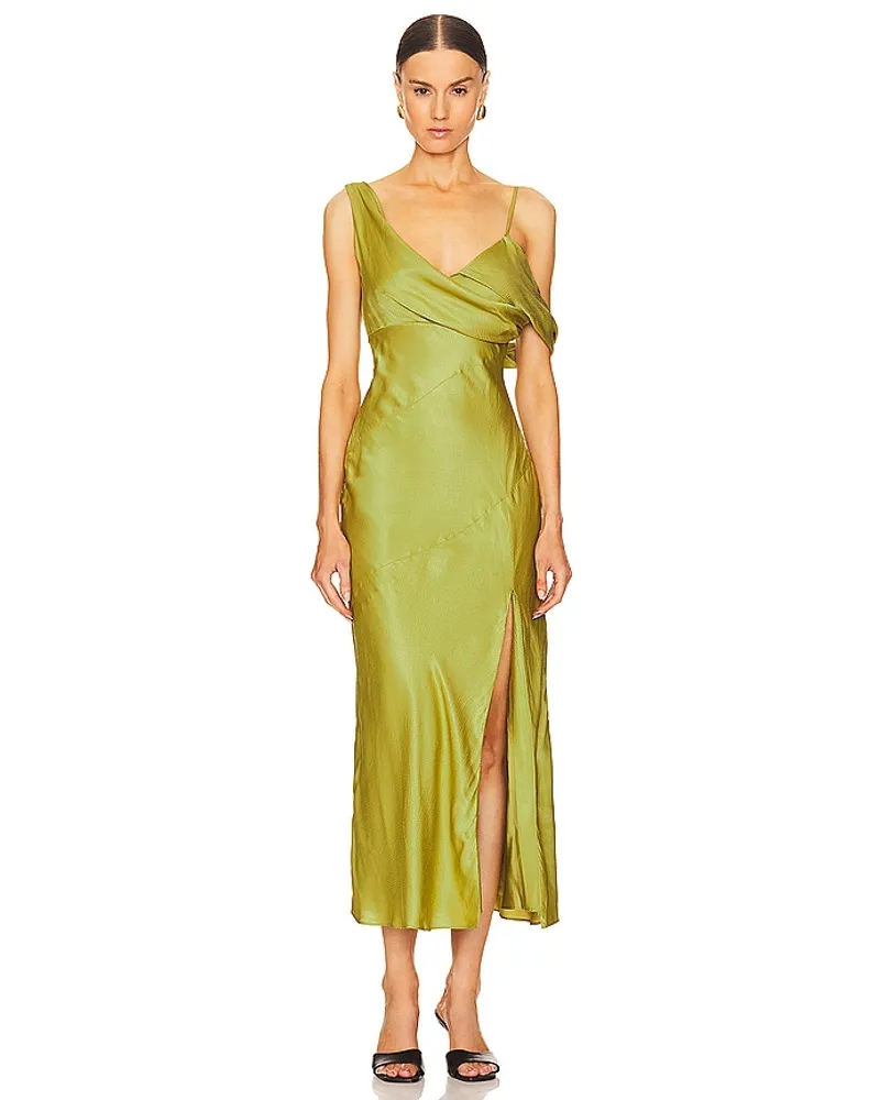 NICHOLAS MIDI-KLEID FINLEY ASYMMETRICAL in Green Green