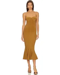 Norma Kamali MIDI-KLEID in Mustard Mustard