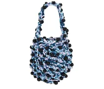 Crochet Beaded Mini Bag in Blue