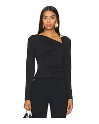 NICHOLAS Ilara Asymmetrical Long Sleeve Top in Black Black