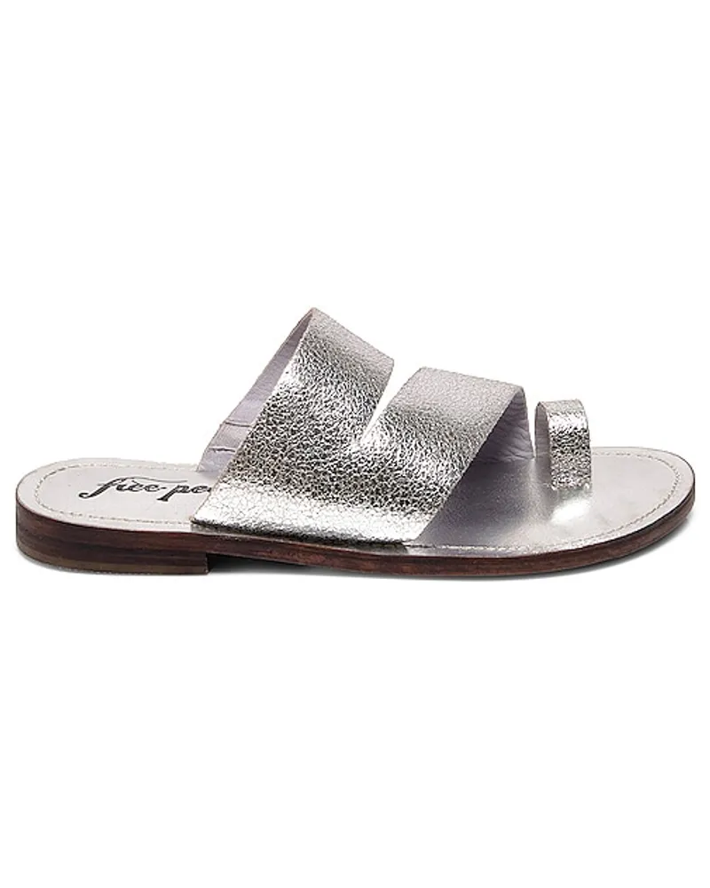 Free People Abilene Toe Loop Sandal in Metallic Silver Metallic