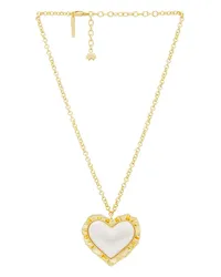 Lele Sadoughi HALSKETTE HEART RUFFLE PENDANT in Metallic Gold Metallic