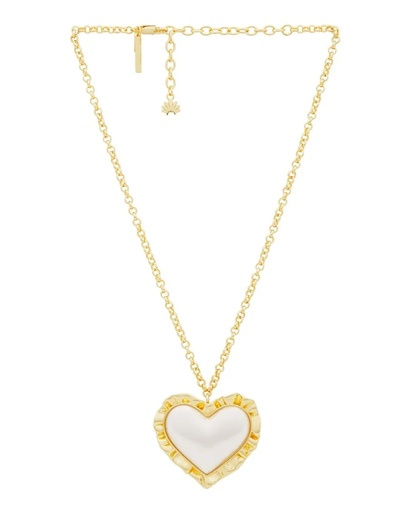 Lele Sadoughi HALSKETTE HEART RUFFLE PENDANT in Metallic Gold Metallic