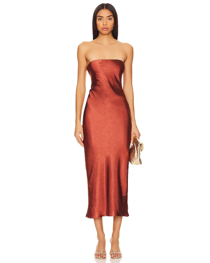 MORE TO COME MAXIKLEID EMMA STRAPLESS in Burnt Orange Burnt