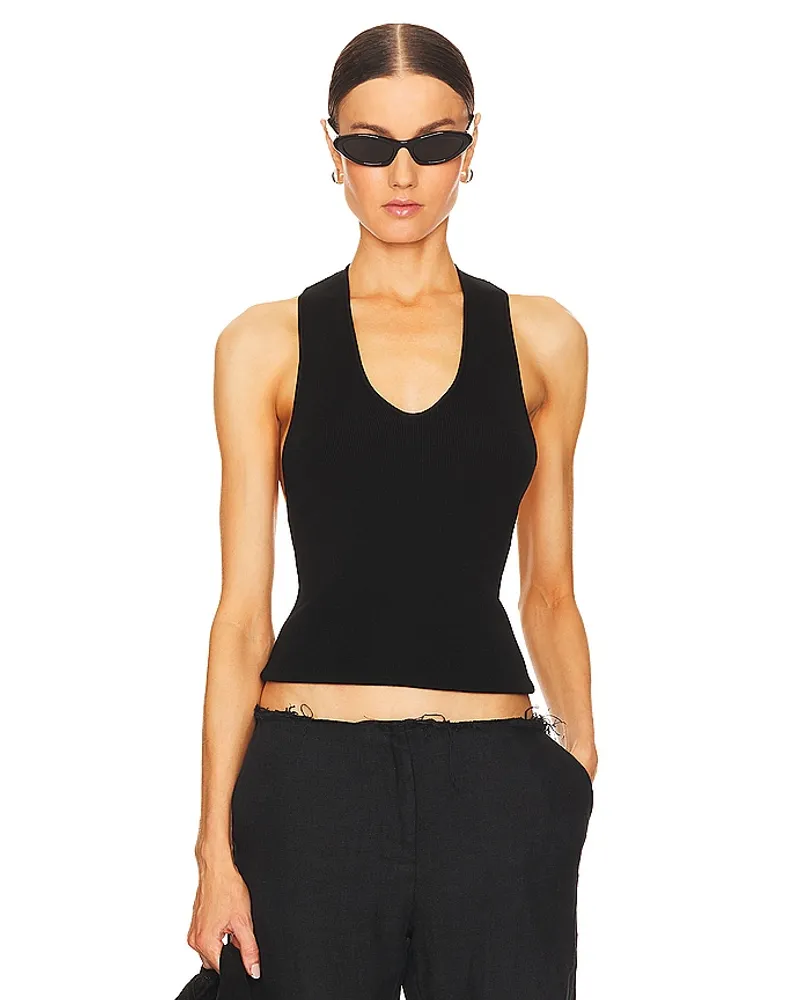 St. Agni OBERTEIL PLUNGE NECK in Black Black