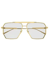 Bottega Veneta PILOTENBRILLE AUS METALL MIT SECHSECKIGEN GLÄSERN in Metallic Gold Metallic