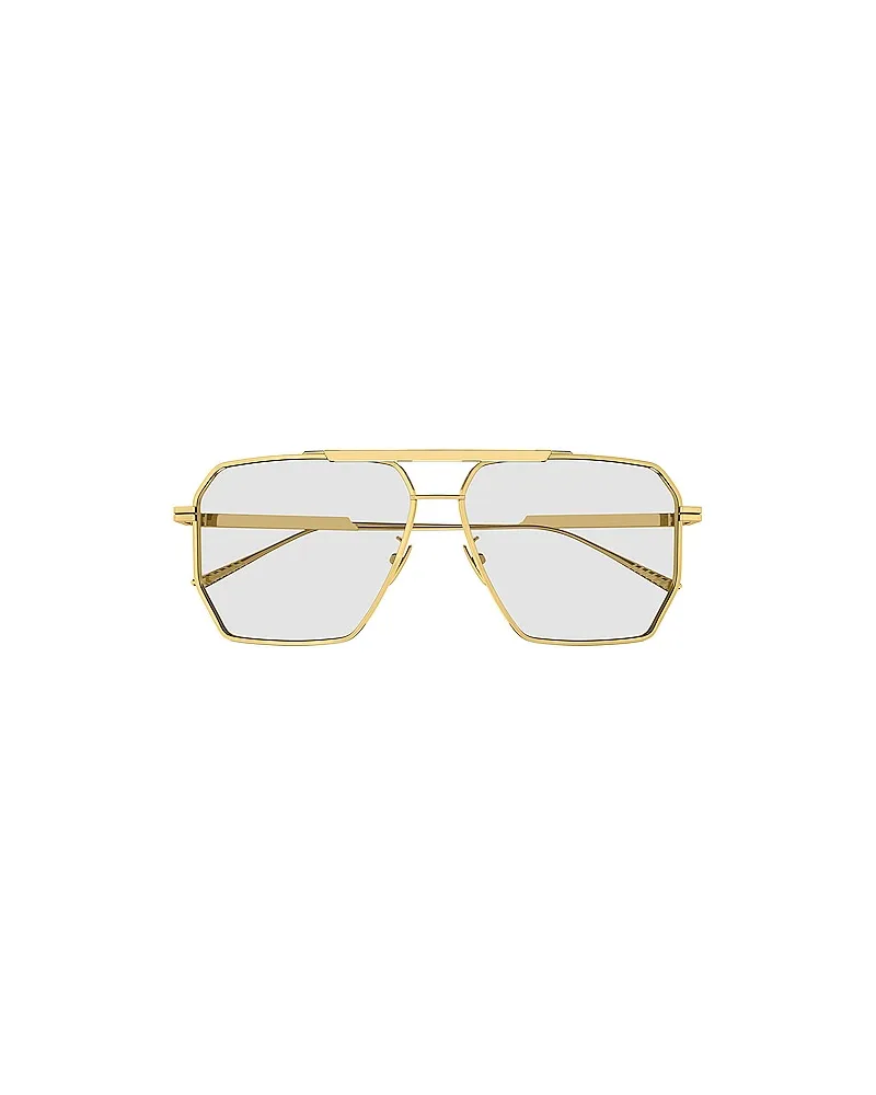 Bottega Veneta PILOTENBRILLE AUS METALL MIT SECHSECKIGEN GLÄSERN in Metallic Gold Metallic