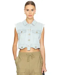 One Teaspoon Cropped Denim Trucker Top in Blue Blue