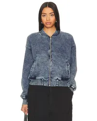 Michael Lauren Riston Acid Wash Bomber in Blue Blue