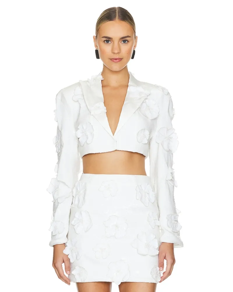 ROTATE Birger Christensen Sequin Flower Blazer in White White