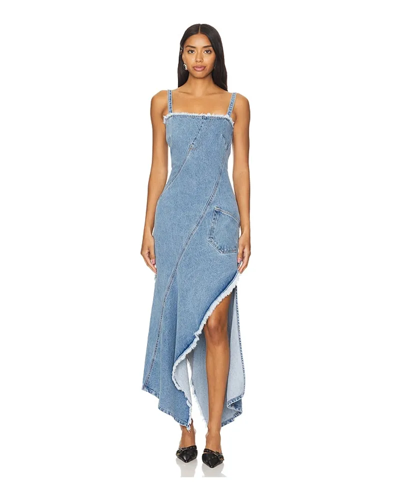 Monse Twisted Denim Dress in Blue Blue