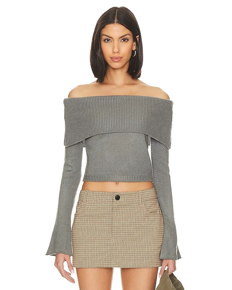 SNDYS STRICK OFF SHOULDER in Charcoal Charcoal