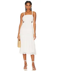 MINKPINK Viola Broidery Midi Dress in White White