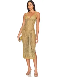 Milly MIDI-KLEID in Metallic Gold Metallic