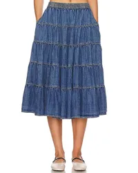 Free People Full Swing Chambray Midi in Blue Blue