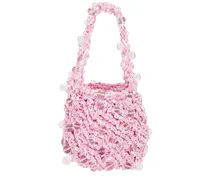 Crochet Beaded Mini Bag in Pink