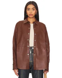 Free People HEMDJACKE AUS LEDERIMITAT FREE PEOPLE EASY RIDER in Cognac Cognac