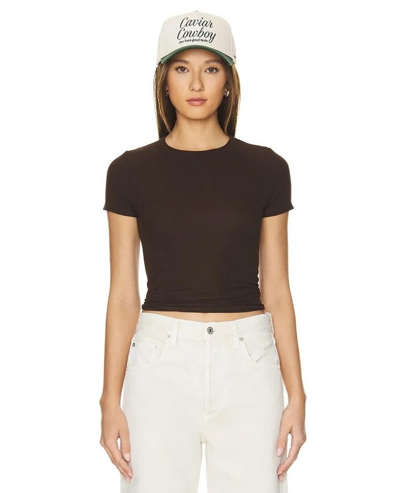 Michael Lauren Kayden Short Sleeve Fitted Tee in Brown Brown