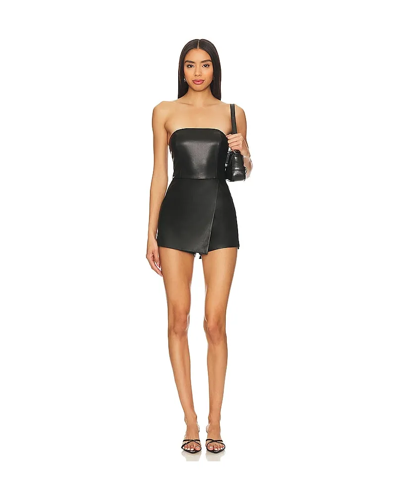 superdown KURZOVERALL SONYA FAUX LEATHER in Black Black