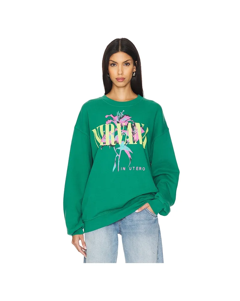 DAYDREAMER SWEATSHIRT NIRVANA LILIES BF CREW in Green Green