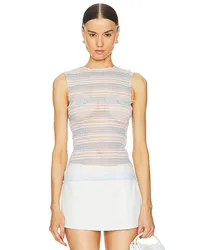 Susan Fang Smocked Sheer Top in Baby Blue Baby