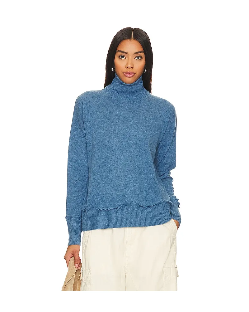 Autumn Cashmere PULLOVER MIT STEHKRAGEN & FRANSENSAUM in Blue Blue