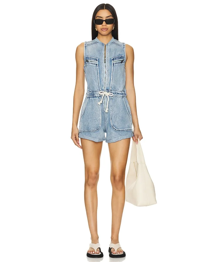 One Teaspoon KURZER OVERALL AUS DENIM LILLY in Blue Blue