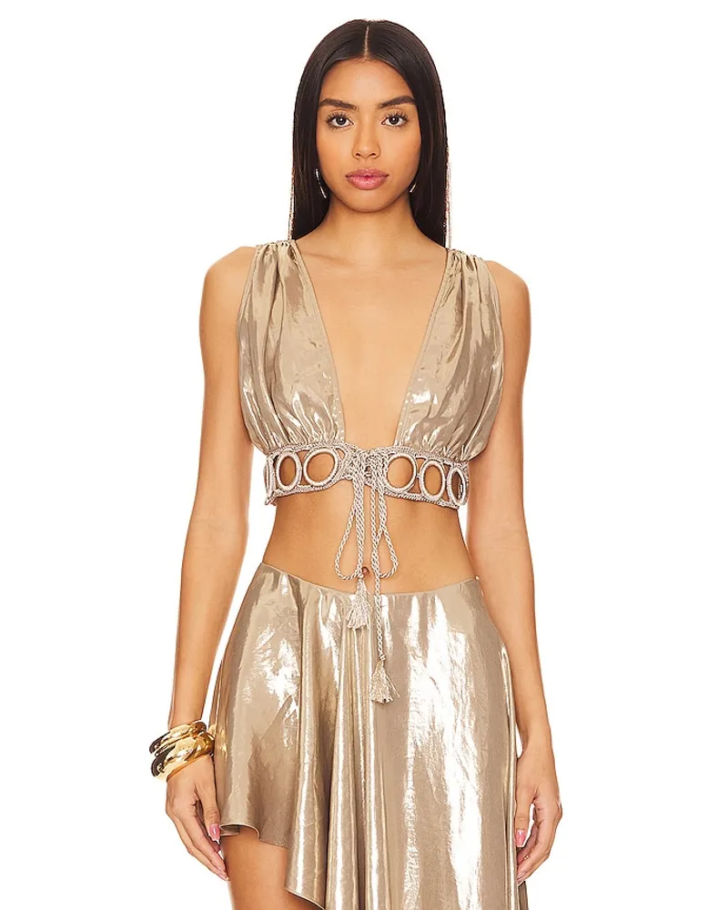 My Beachy Side CROP-TOP LOW CUT V NECK CRO in Metallic Bronze Metallic