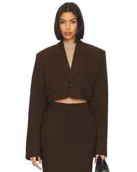 GRLFRND BLAZER CROPPED in Brown Brown