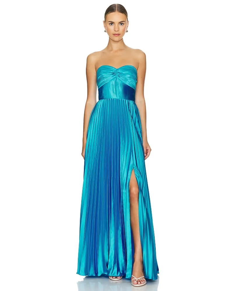 AMUR PLISSIERTES ABENDKLEID STEF in Blue Blue