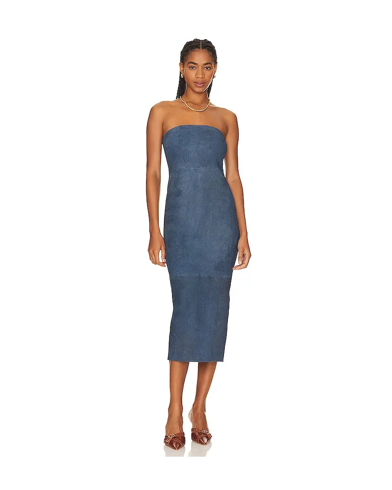 SPRWMN BANDEAUKLEID AUS LEDER in Blue Blue