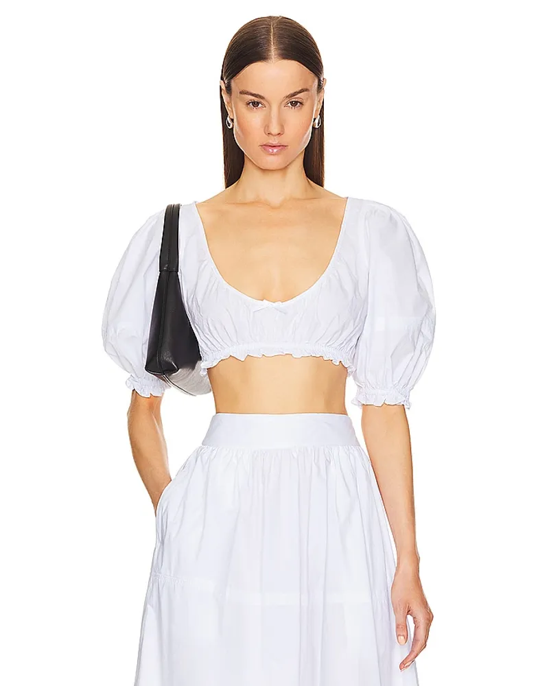 Helsa OBERTEIL POPLIN CROPPED PEASANT in White White