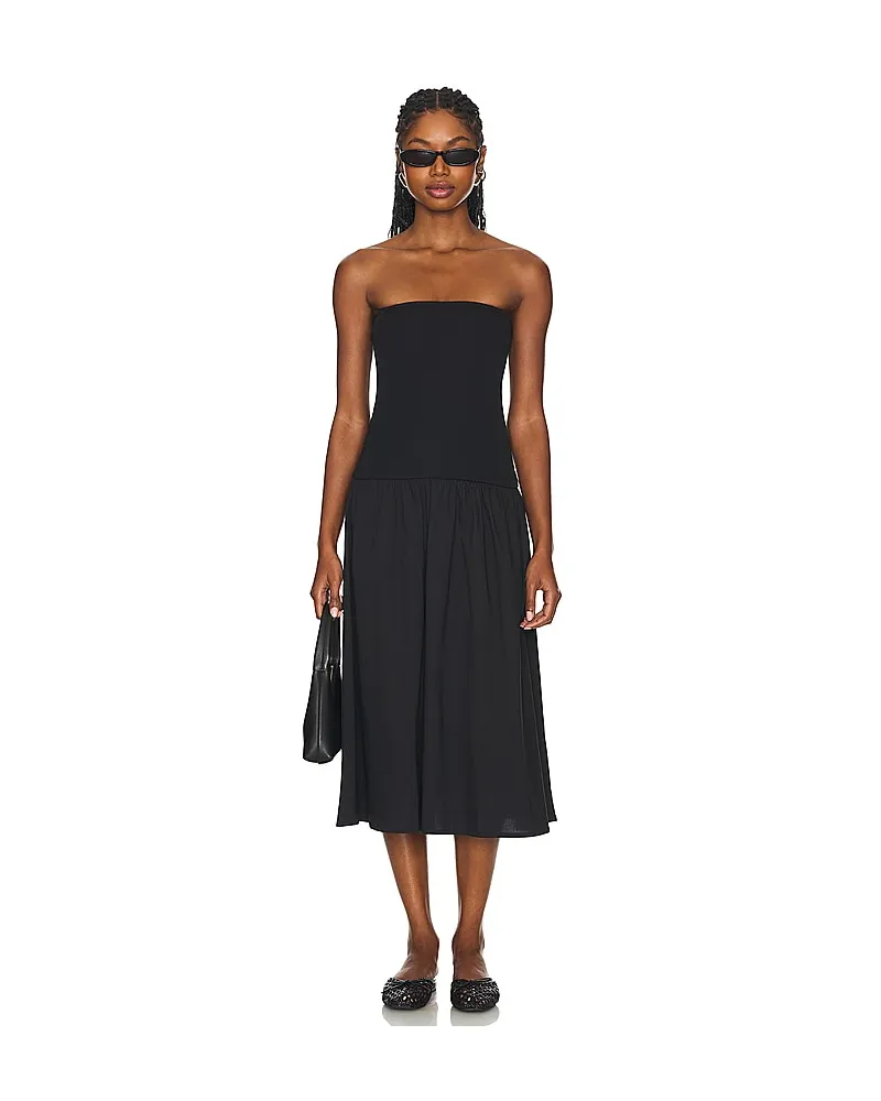 WeWoreWhat MIDI-KLEID RIBBED in Black Black