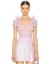 Susan Fang Shirred Tulle Top in Pink Pink