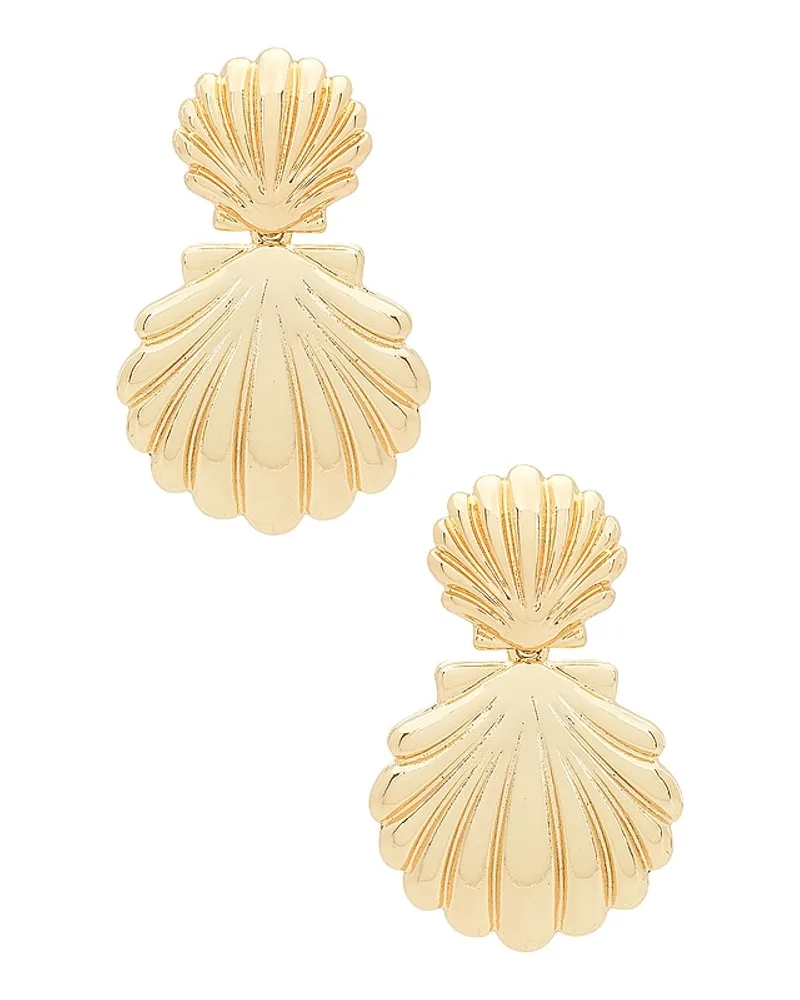 BaubleBar OHRRINGE TWO DROP SEASHELL in Metallic Gold Metallic