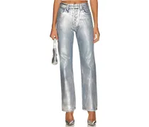 JEANS HIGH RISE STRAIGHT in Metallic Silver