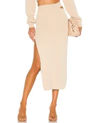 Michael Costello MIDIROCK AUS STRICK CUT OUT in Beige Beige