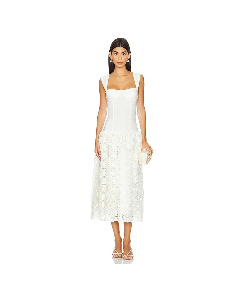 WeWoreWhat MIDI-KLEID CORSET LACE SKIRT in Ivory Ivory