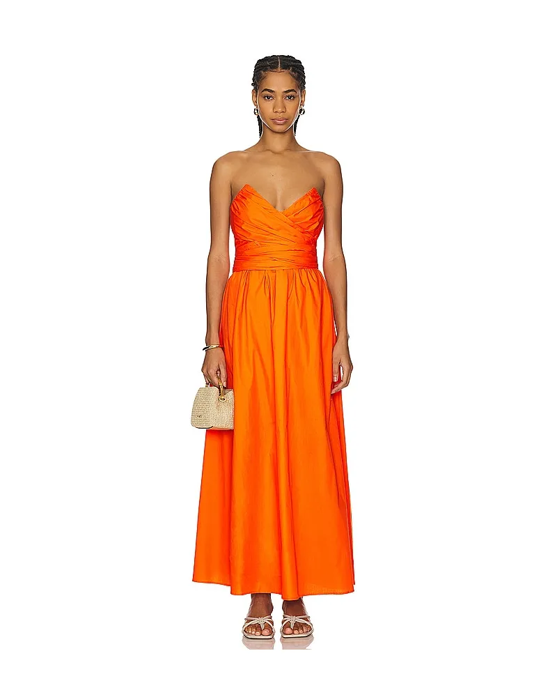 Line and Dot MIDI-KLEID SUNBURST in Orange Orange