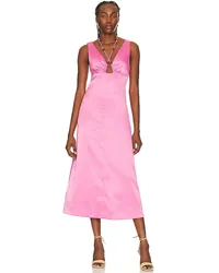 Ganni Double Satin Halter Neck Dress in Pink Pink