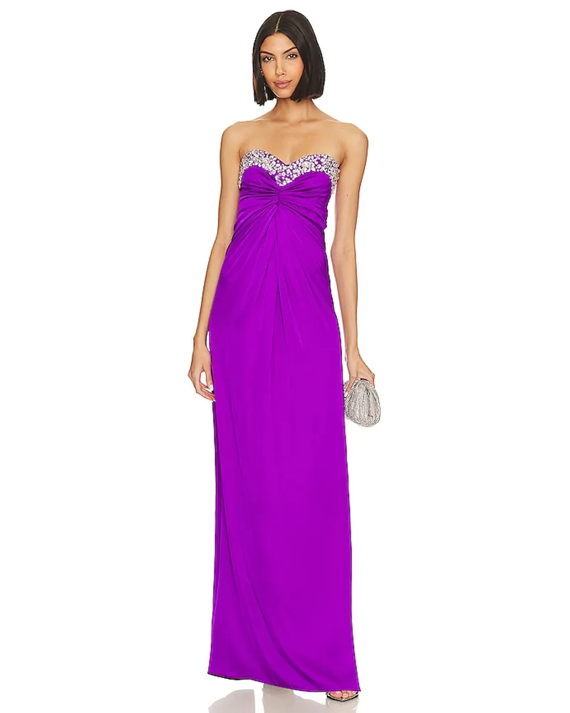 Pat Bo VON HAND MIT PERLEN VERZIERTES, TRÄGERLOSES KLEID DAYDREAMER in Purple Purple