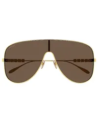 Gucci METAL SHIELD SUNGLASSES in Metallic Gold Metallic