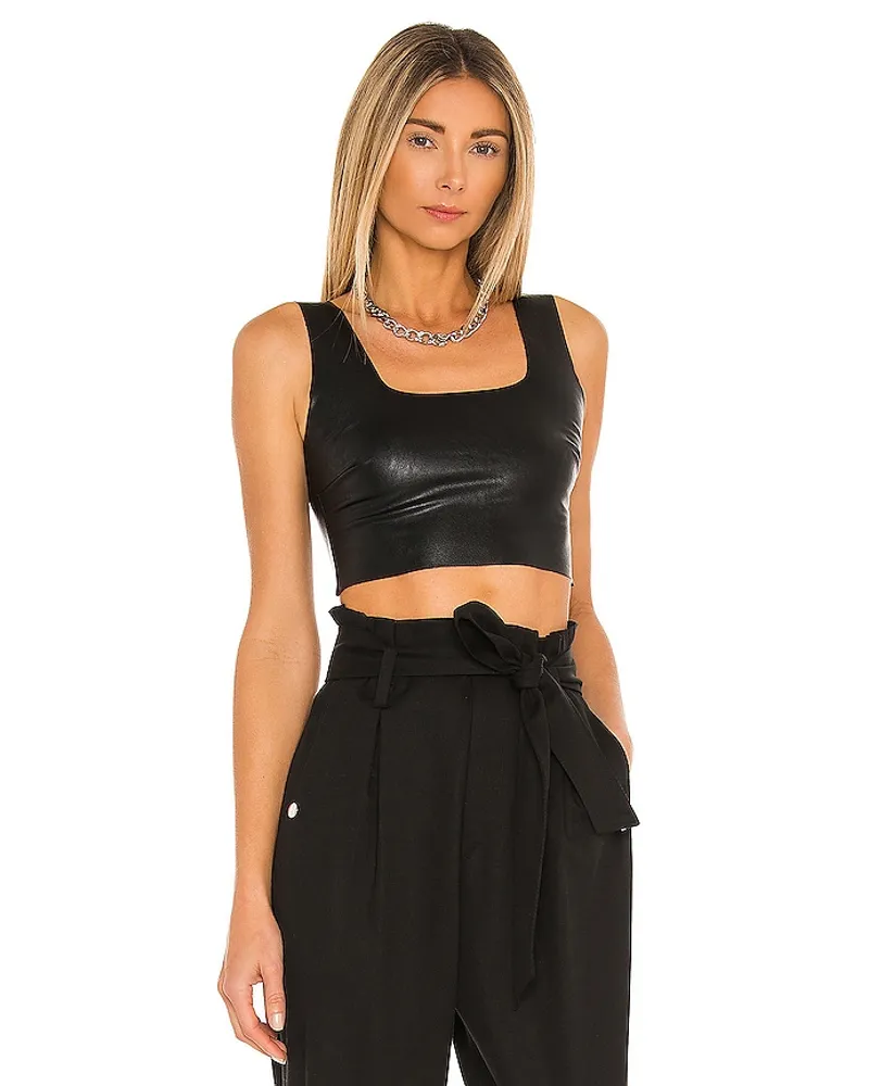 Commando CROP-TOP FAUX LEATHER in Black Black