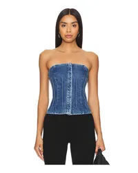 SOVERE BUSTIER OVERTURN DENIM in Blue Blue