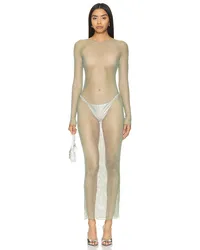 Kim Shui Fishnet Long Sleeve Dress in Nude Nude